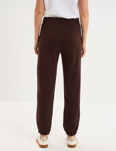 Pantalon de jogging molletonn&eacute; marron fonc&eacute; femme