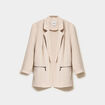 Veste blazer cintr&eacute; manches 3/4 beige femme