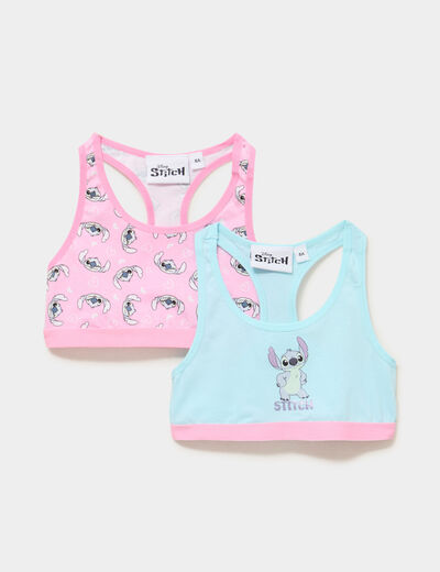 Lot 2 brassi&egrave;res dos nageur Stitch rose fille