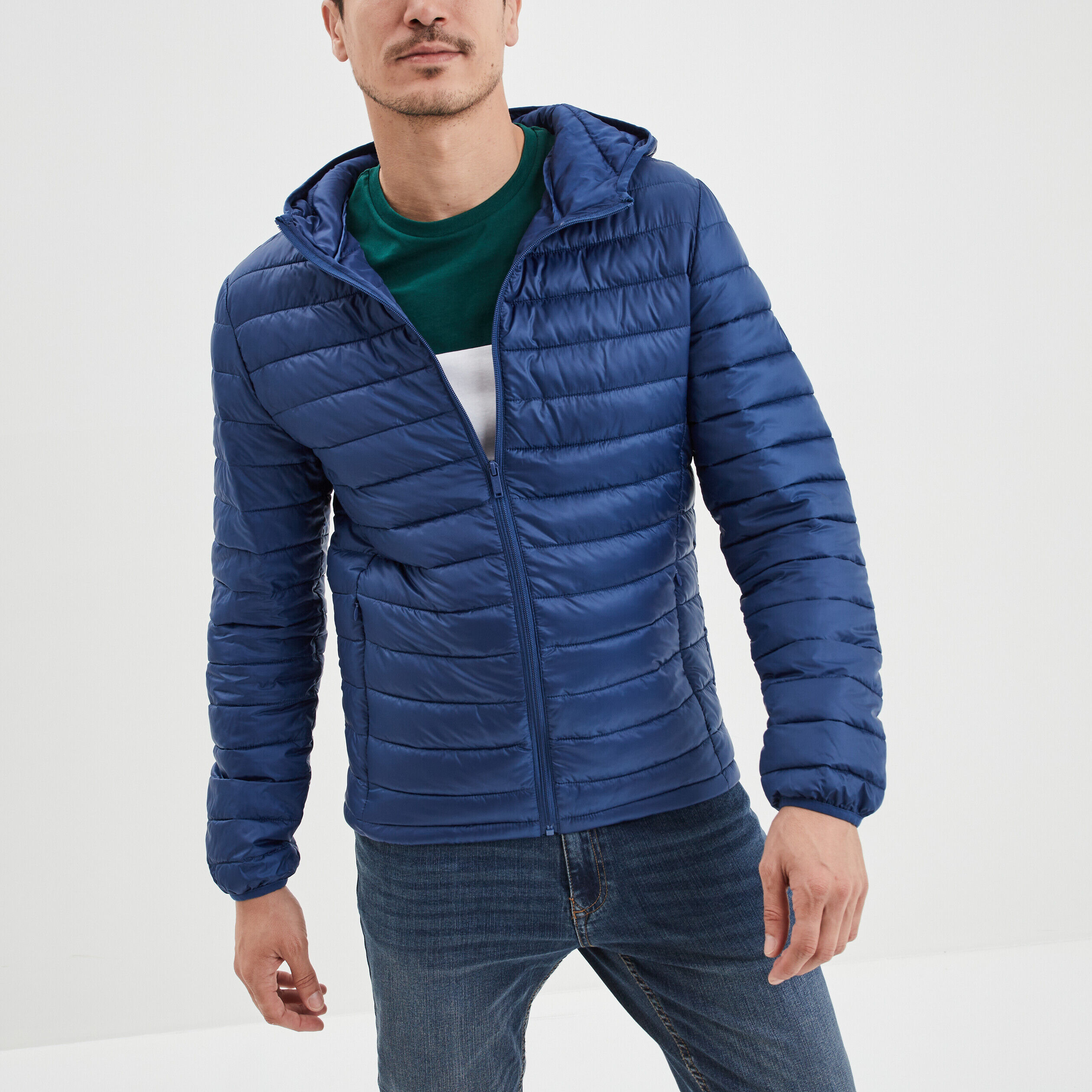 Doudoune légère droite à capuche bleu roi homme CREEKS