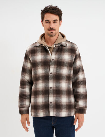 Surchemise 1 poche manches longues taupe homme