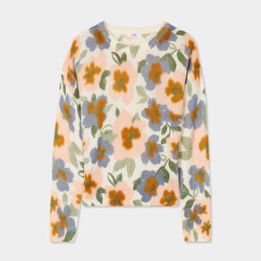 Pull col rond manches longues multicolore femme