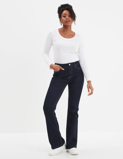 Jean Femme Taille Haute élastique - Coupe Droite Slim En Denim Stretch - Parfait Pour Yoga, Jogging Et Quotidien