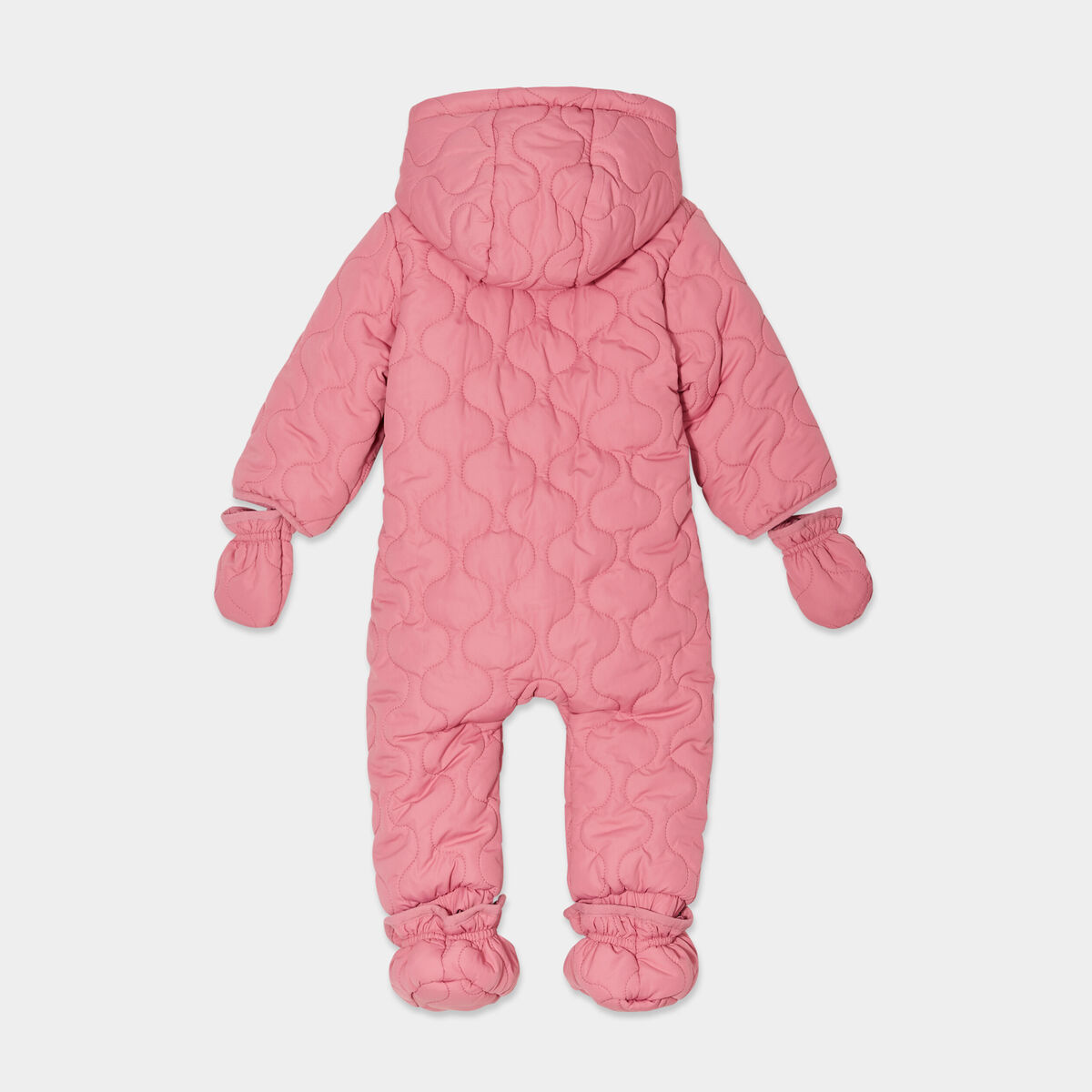 Combinaison pilote zippée à capuche vieux rose bébé fille