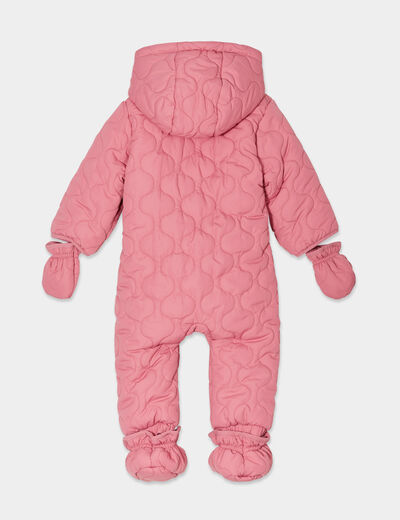 Combinaison pilote zippée à capuche vieux rose bébé fille