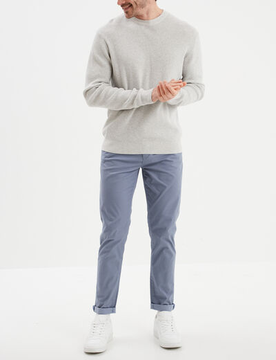 Pantalon chino slim stretch bleu homme