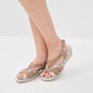 Sandales &agrave; talons compens&eacute;s taupe femme