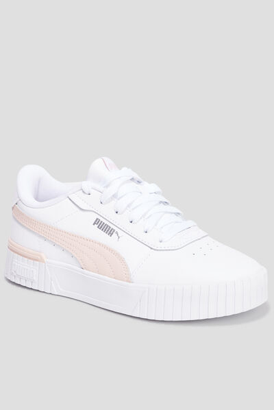 Tennis basses à lacets en cuir Puma blanc fille