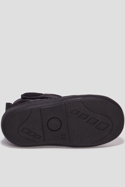 Bottines à scratchs en cuir noir bébé garçon