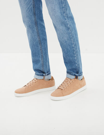 Tennis &agrave; lacets beige homme