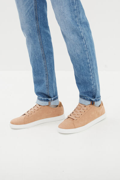 Tennis &agrave; lacets beige homme