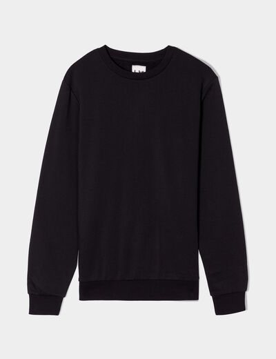 Sweat molleton col rond noir homme