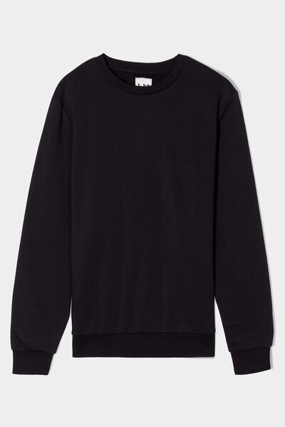Sweat molleton col rond noir homme