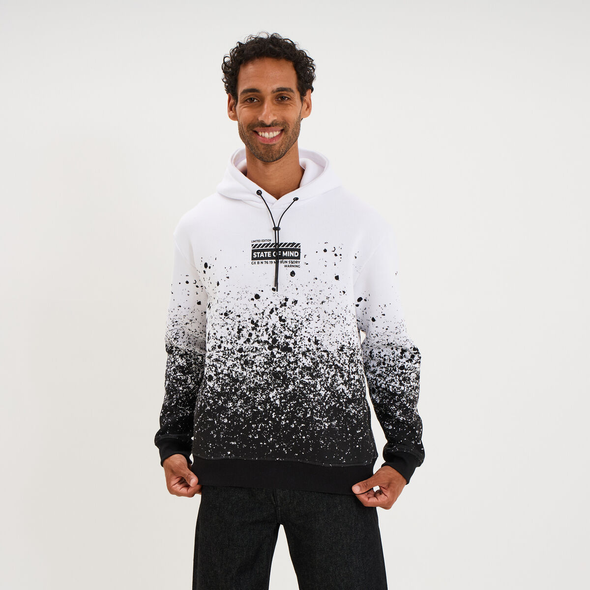 Sweat hoodie &agrave; capuche blanc homme