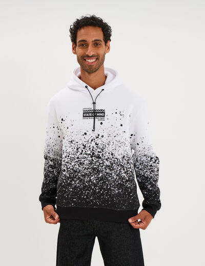 Sweat hoodie &agrave; capuche blanc homme