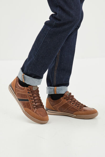 Sneakers plates Trappeur marron homme