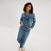 Robe longue en jean manches longues denim double stone femme