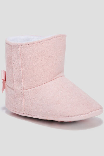 Bottines avec noeuds rose bébé fille