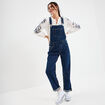 Salopette en jean mom boutonnée bleu foncé femme