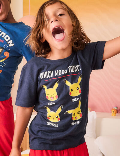 Ensemble pyjama short coton Pikachu bleu marine garçon