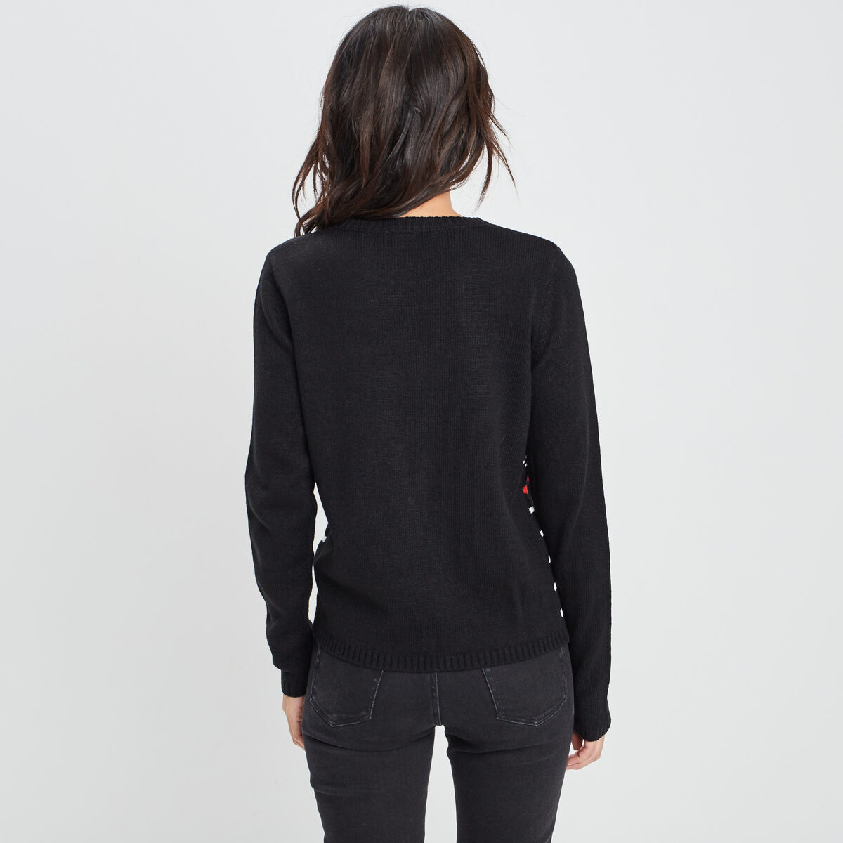 Pull de Noël manches longues Minnie noir femme