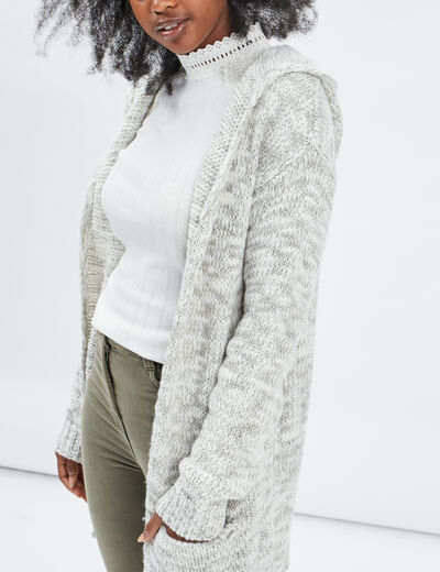 Gilet à capuche Creeks ecru femme