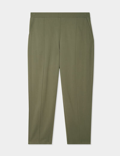 Pantalon slim taille élastiquée vert kaki femme grande taille