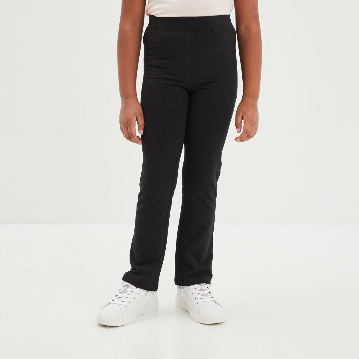 Pantalon tregging flare en molleton noir fille