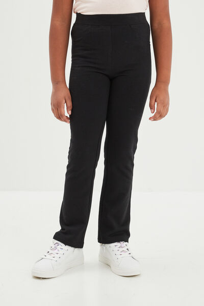 Pantalon tregging flare en molleton noir fille
