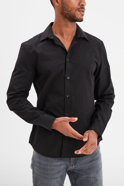 Chemise manches longues Studio noir homme