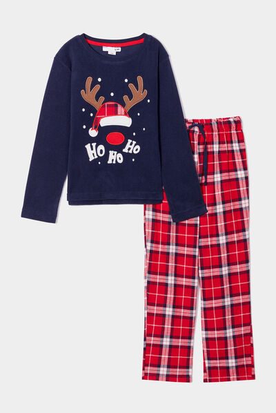 Ensemble pyjama pantalon 2 pièces bleu marine garçon