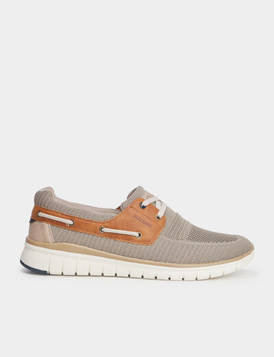 Chaussure bateau lacets et oeillets gris homme