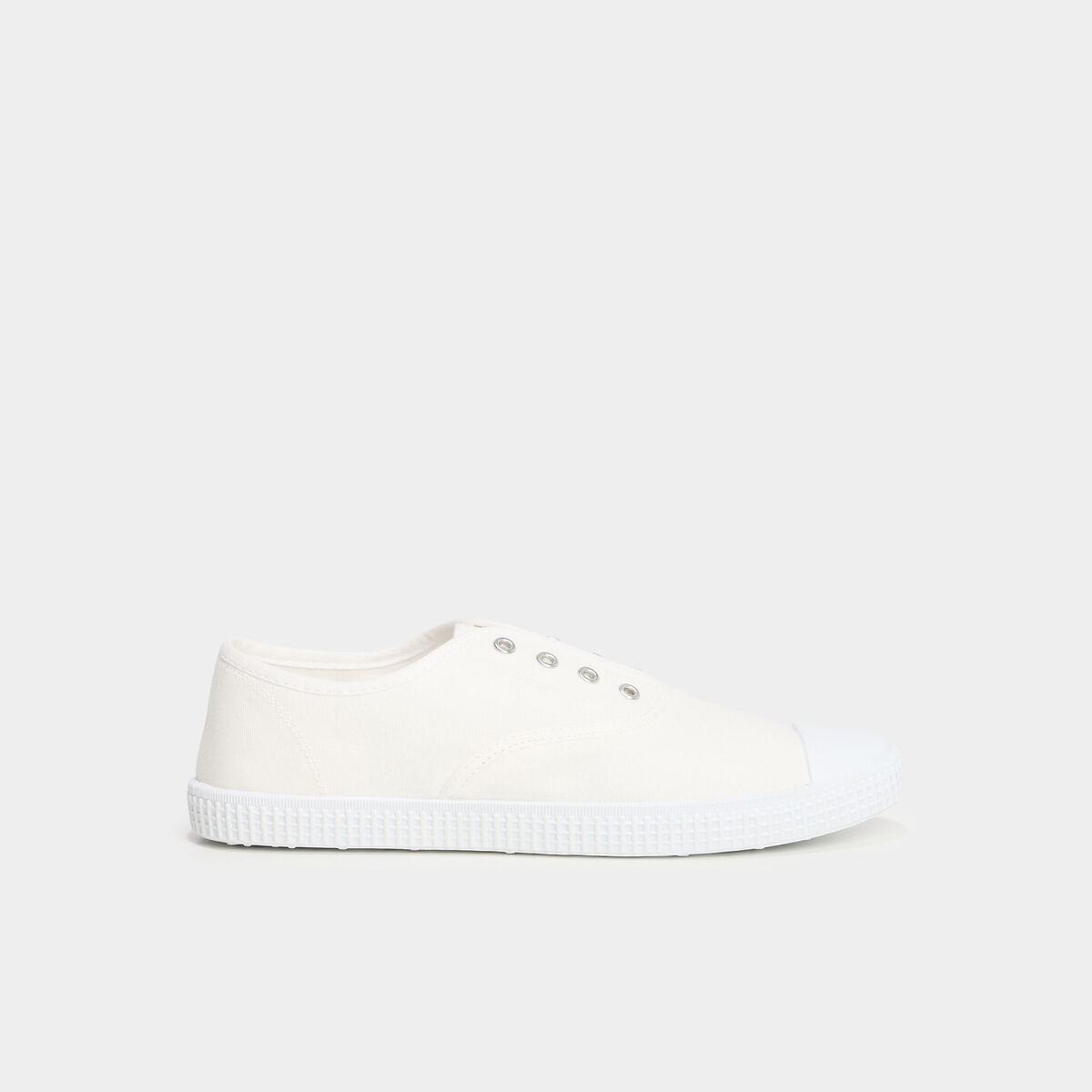 Tennis basses en toile enfilage facile blanc femme