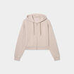 Sweat zipp&eacute; &agrave; capuche court sable femme