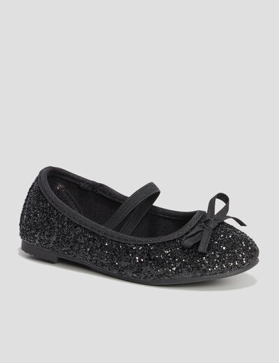 Ballerines à paillettes avec bride noir fille