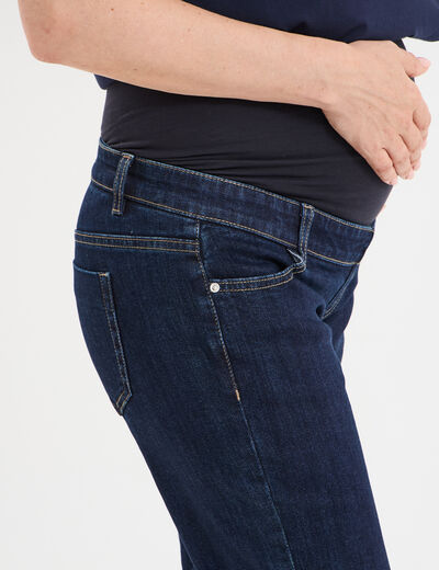 Jeans grossesse droit avec bandeau denim brut femme maternité