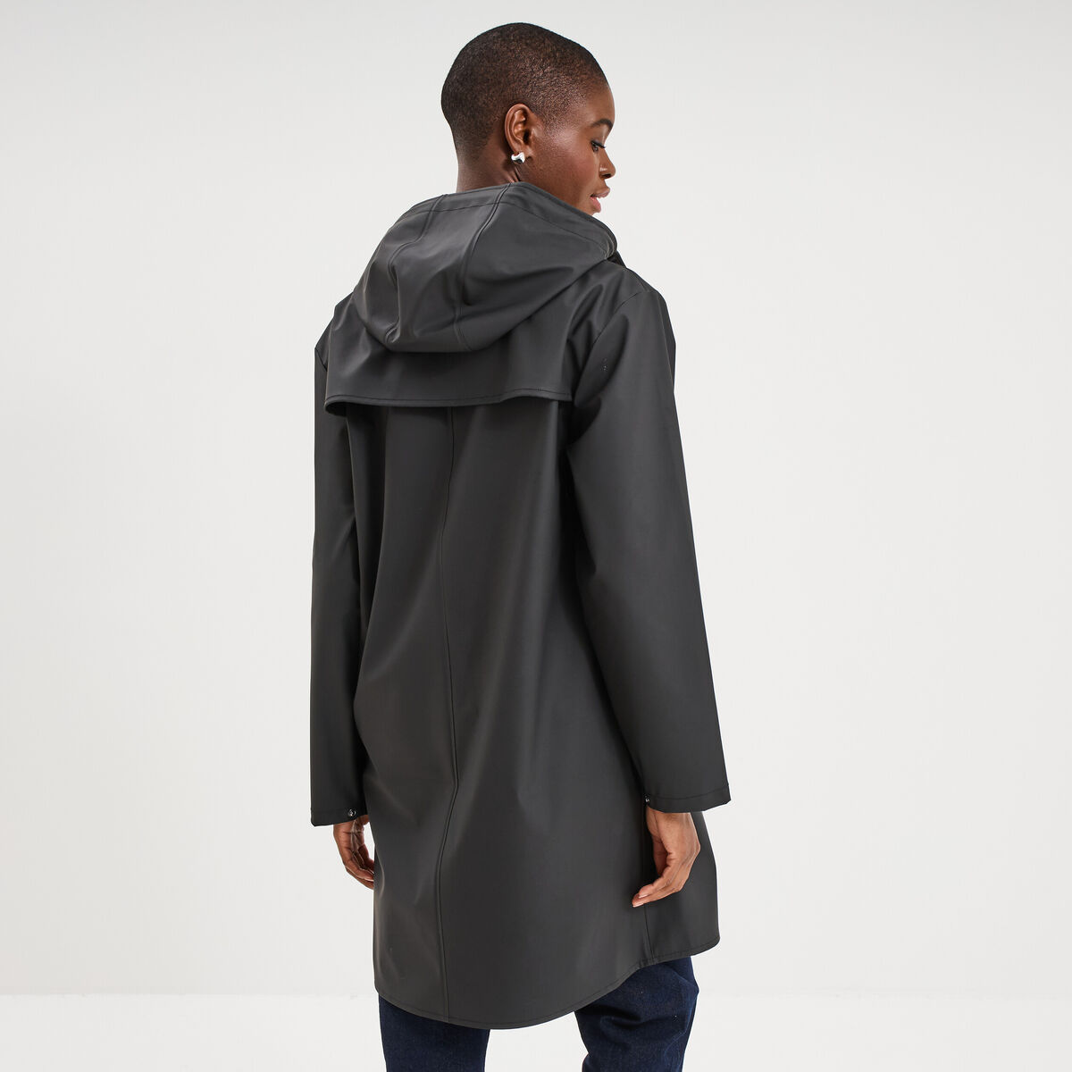 Parka imperm&eacute;able coupe-vent &agrave; capuche noir femme