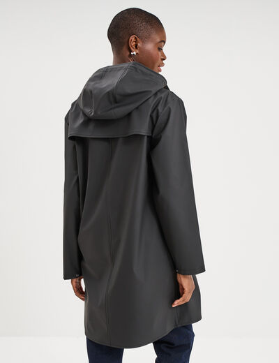 Parka imperm&eacute;able coupe-vent &agrave; capuche noir femme