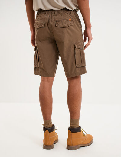 Bermuda short cargo poches &agrave; rabat coton marron fonc&eacute; homme