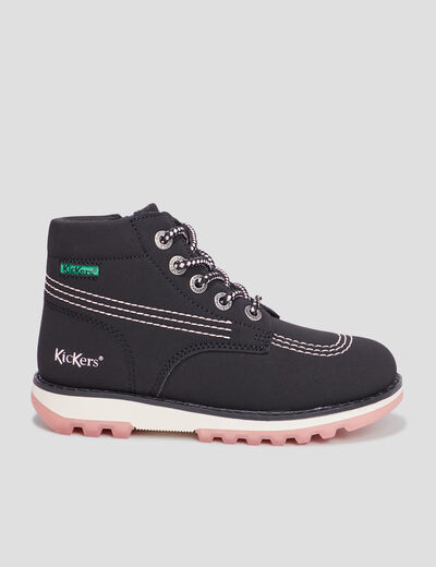 Bottines zippées Kickers Krally noir fille