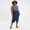 Jupe fendue en jean trap&egrave;ze denim stone femme grande taille