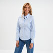 Chemise cintr&eacute;e manches longues bleu ciel femme