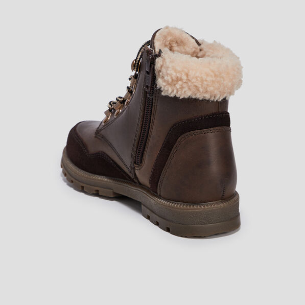 bottines fourrees en cuir marron garcon Bottines fourrées en cuir marron garçon