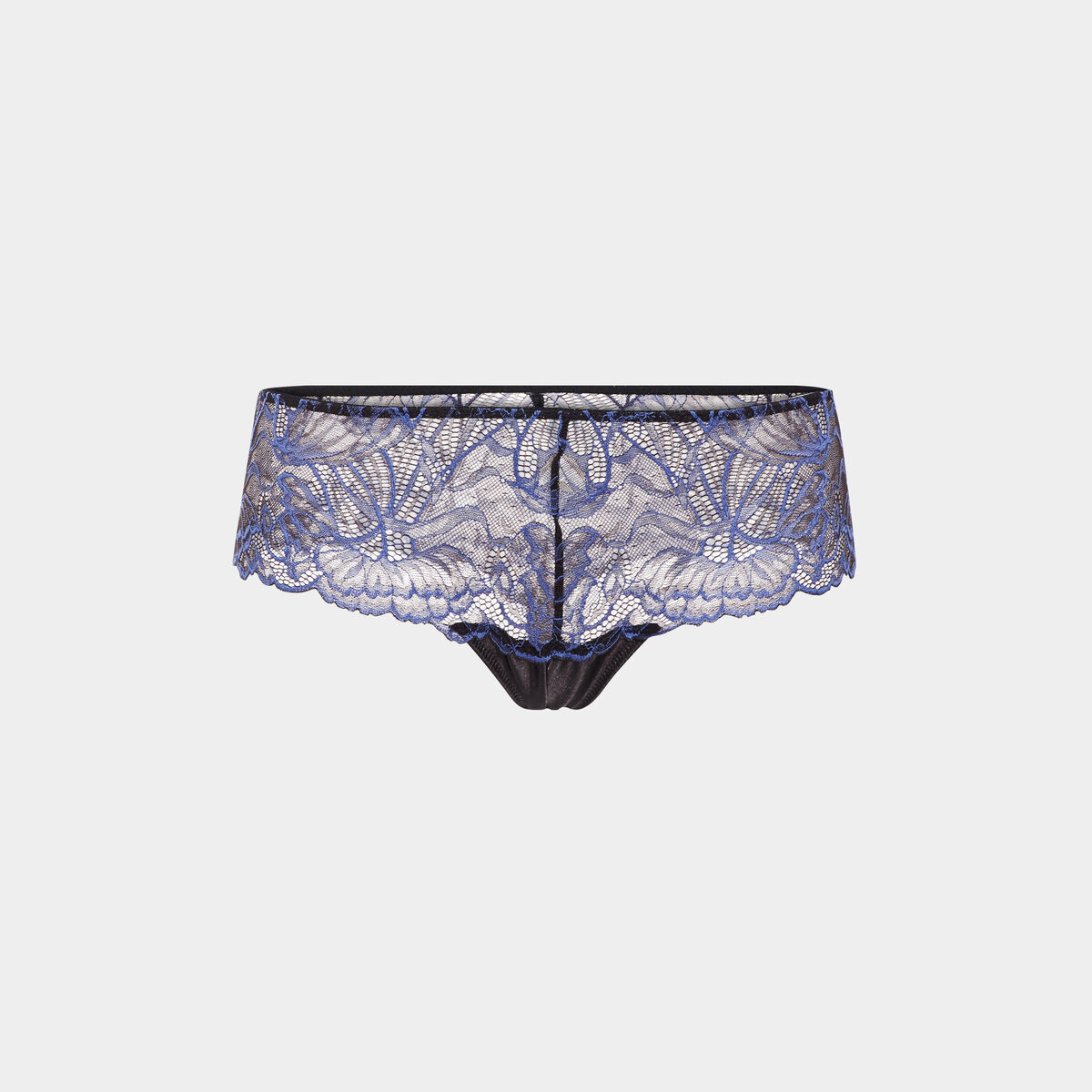 Shorty string en dentelle bleu electrique femme