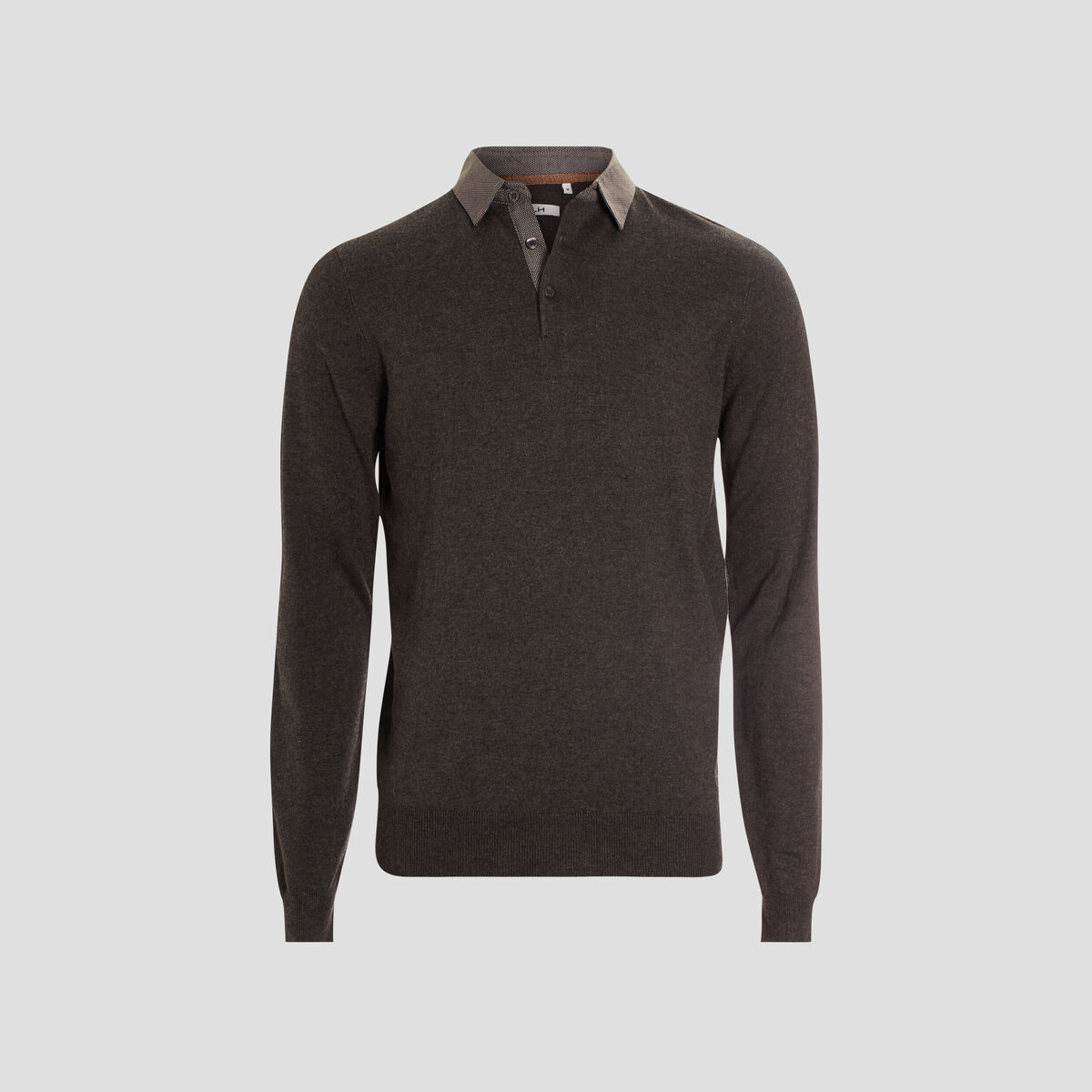 Pull avec col polo gris foncé homme