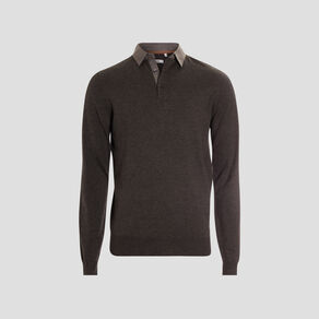 Pull avec col polo gris foncé homme