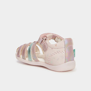 Sandales en cuir Kickers Bigkro rose bébé fille