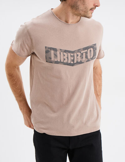 T-shirt manches courtes coton marron homme