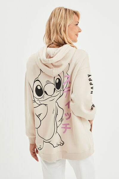 Sweat à capuche hoodie oversize Stitch sable femme
