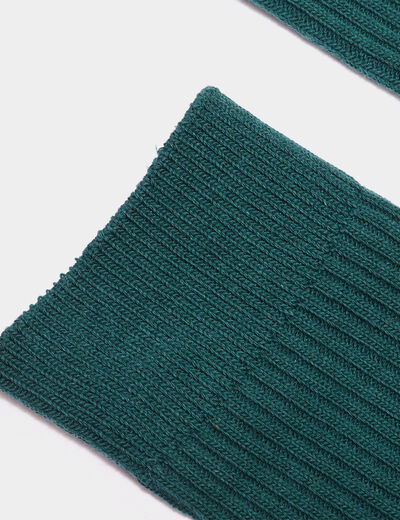 Lot 2 paires chaussettes côtelées vert foncé homme